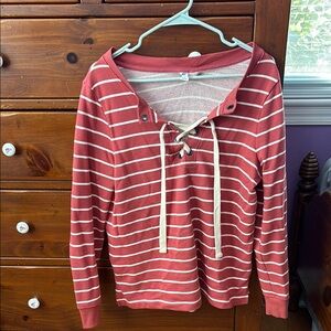 Striped Lace-Up Long Sleeve Top, Old Navy